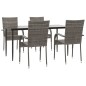 vidaXL 5-tlg. Garten-Essgruppe Grau Poly Rattan vidaXL 5-tlg. Garten-Essgruppe Grau Poly Rattan