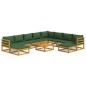 vidaXL 11-tlg. Garten-Lounge-Set mit Grünen Kissen Massivholz vidaXL 11-tlg. Garten-Lounge-Set mit Grünen Kissen Massivholz
