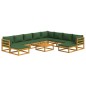 vidaXL 11-tlg. Garten-Lounge-Set mit Grünen Kissen Massivholz vidaXL 11-tlg. Garten-Lounge-Set mit Grünen Kissen Massivholz