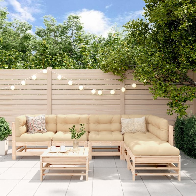 vidaXL 7-tlg. Garten-Lounge-Set mit Kissen Massivholz vidaXL 7-tlg. Garten-Lounge-Set mit Kissen Massivholz