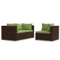 3-tlg. Garten-Lounge-Set mit Kissen Braun Poly Rattan 3-tlg. Garten-Lounge-Set mit Kissen Braun Poly Rattan
