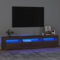 vidaXL TV-Schrank mit LED-Leuchten Braun Eichen-Optik 195x35x40 cm vidaXL TV-Schrank mit LED-Leuchten Braun Eichen-Optik 195x35x40 cm