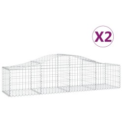 vidaXL Gabionen mit Hochbogen 2 Stk. 200x50x40/60 cm Verzinktes Eisen