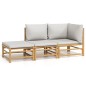 vidaXL 3-tlg. Garten-Lounge-Set mit Hellgrauen Kissen Bambus vidaXL 3-tlg. Garten-Lounge-Set mit Hellgrauen Kissen Bambus