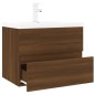 vidaXL Waschbeckenschrank mit Einbaubecken Braun Eiche Holzwerkstoff vidaXL Waschbeckenschrank mit Einbaubecken Braun Eiche Holzwerkstoff