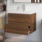 vidaXL Waschbeckenschrank mit Einbaubecken Braun Eiche Holzwerkstoff vidaXL Waschbeckenschrank mit Einbaubecken Braun Eiche Holzwerkstoff