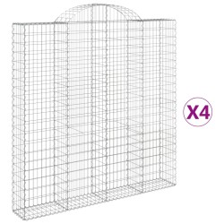 vidaXL Gabionen mit Hochbogen 4 Stk. 200x30x200/220cm Verzinktes Eisen