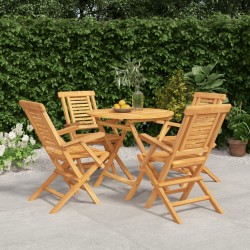 vidaXL 5-tlg. Garten-Essgruppe Massivholz Teak