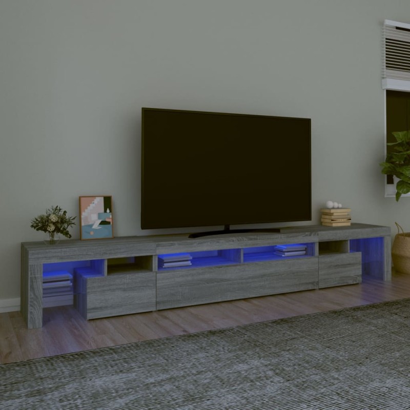 vidaXL TV-Schrank mit LED-Leuchten Grau Sonoma 260x36,5x40 cm vidaXL TV-Schrank mit LED-Leuchten Grau Sonoma 260x36,5x40 cm