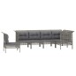 vidaXL 6-tlg. Garten-Lounge-Set mit Kissen Grau Poly Rattan vidaXL 6-tlg. Garten-Lounge-Set mit Kissen Grau Poly Rattan