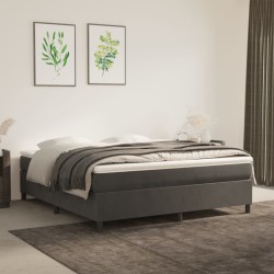 vidaXL Boxspringbett mit Matratze Dunkelgrau 160x200 cm Samt