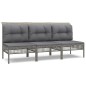 vidaXL 3-tlg. Garten-Lounge-Set mit Kissen Grau Poly Rattan vidaXL 3-tlg. Garten-Lounge-Set mit Kissen Grau Poly Rattan