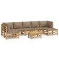 vidaXL 8-tlg. Garten-Lounge-Set mit Kissen Taupe Bambus vidaXL 8-tlg. Garten-Lounge-Set mit Kissen Taupe Bambus