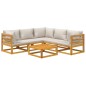 vidaXL 6-tlg. Garten-Lounge-Set mit Hellgrauen Kissen Massivholz vidaXL 6-tlg. Garten-Lounge-Set mit Hellgrauen Kissen Massivholz