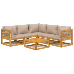 vidaXL 6-tlg. Garten-Lounge-Set mit Taupe Kissen Massivholz