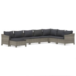vidaXL 8-tlg. Garten-Lounge-Set mit Kissen Grau Poly Rattan