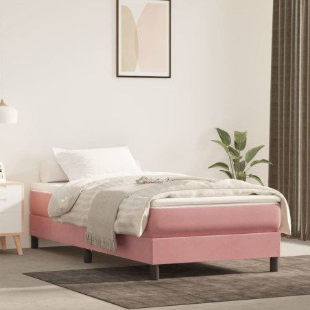vidaXL Boxspringbett mit Matratze Rosa 90x190 cm Samt