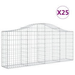 vidaXL Gabionen mit Hochbogen 25 Stk. 200x30x80/100cm Verzinktes Eisen