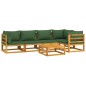 vidaXL 6-tlg. Garten-Lounge-Set mit Grünen Kissen Massivholz vidaXL 6-tlg. Garten-Lounge-Set mit Grünen Kissen Massivholz