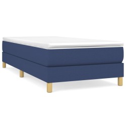 vidaXL Boxspringbett mit Matratze Blau 90x190 cm Stoff