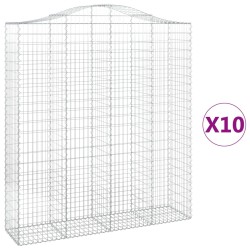 vidaXL Gabionen mit Hochbogen 10Stk. 200x50x220/240cm Verzinktes Eisen