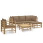 vidaXL 6-tlg. Garten-Lounge-Set mit Kissen Taupe Bambus vidaXL 6-tlg. Garten-Lounge-Set mit Kissen Taupe Bambus