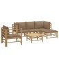 vidaXL 6-tlg. Garten-Lounge-Set mit Kissen Taupe Bambus vidaXL 6-tlg. Garten-Lounge-Set mit Kissen Taupe Bambus