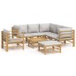 vidaXL 8-tlg. Garten-Lounge-Set mit Kissen Hellgrau Bambus vidaXL 8-tlg. Garten-Lounge-Set mit Kissen Hellgrau Bambus