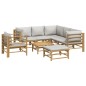 vidaXL 8-tlg. Garten-Lounge-Set mit Kissen Hellgrau Bambus vidaXL 8-tlg. Garten-Lounge-Set mit Kissen Hellgrau Bambus