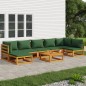 vidaXL 8-tlg. Garten-Lounge-Set mit Grünen Kissen Massivholz vidaXL 8-tlg. Garten-Lounge-Set mit Grünen Kissen Massivholz