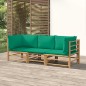 vidaXL 3-tlg. Garten-Lounge-Set mit Grünen Kissen Bambus vidaXL 3-tlg. Garten-Lounge-Set mit Grünen Kissen Bambus