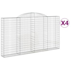 vidaXL Gabionen mit Hochbogen 4 Stk. 300x30x160/180cm Verzinktes Eisen