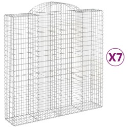 vidaXL Gabionen mit Hochbogen 7 Stk. 200x50x200/220cm Verzinktes Eisen