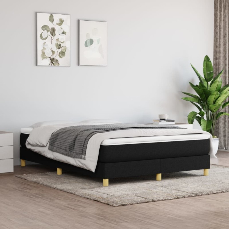vidaXL Boxspringbett mit Matratze Schwarz 140x190 cm Stoff vidaXL Boxspringbett mit Matratze Schwarz 140x190 cm Stoff