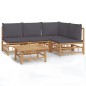 vidaXL 5-tlg. Garten-Lounge-Set mit Dunkelgrauen Kissen Bambus vidaXL 5-tlg. Garten-Lounge-Set mit Dunkelgrauen Kissen Bambus
