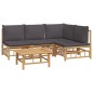 vidaXL 5-tlg. Garten-Lounge-Set mit Dunkelgrauen Kissen Bambus vidaXL 5-tlg. Garten-Lounge-Set mit Dunkelgrauen Kissen Bambus