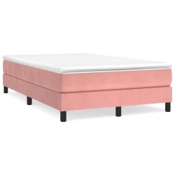 vidaXL Boxspringbett mit Matratze Rosa 120x200 cm Samt