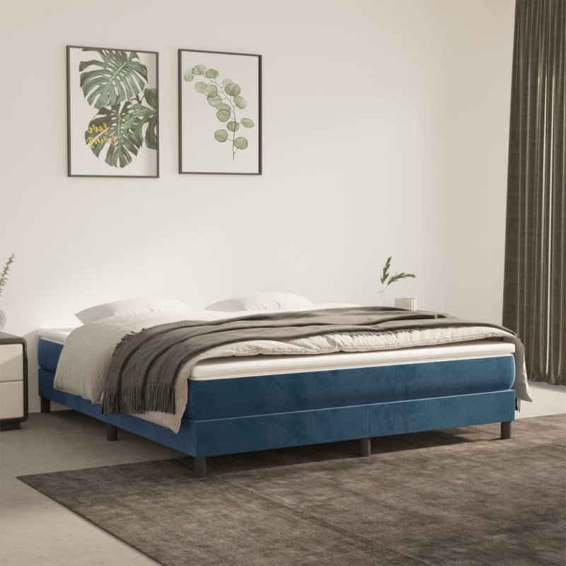 vidaXL Boxspringbett mit Matratze Dunkelblau 180x200 cm Samt vidaXL Boxspringbett mit Matratze Dunkelblau 180x200 cm Samt