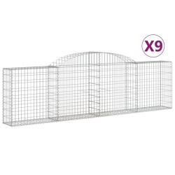 vidaXL Gabionen mit Hochbogen 9 Stk. 300x30x80/100 cm Verzinktes Eisen