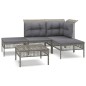 vidaXL 5-tlg. Garten-Lounge-Set mit Kissen Grau Poly Rattan vidaXL 5-tlg. Garten-Lounge-Set mit Kissen Grau Poly Rattan