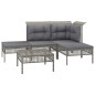 vidaXL 5-tlg. Garten-Lounge-Set mit Kissen Grau Poly Rattan vidaXL 5-tlg. Garten-Lounge-Set mit Kissen Grau Poly Rattan