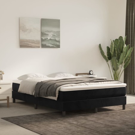 vidaXL Boxspringbett mit Matratze Schwarz 140x200 cm Samt