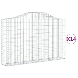 vidaXL Gabionen mit Hochbogen 14Stk. 200x30x120/140cm Verzinktes Eisen
