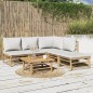 vidaXL 6-tlg. Garten-Lounge-Set mit Hellgrauen Kissen Bambus vidaXL 6-tlg. Garten-Lounge-Set mit Hellgrauen Kissen Bambus