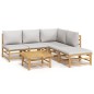 vidaXL 6-tlg. Garten-Lounge-Set mit Hellgrauen Kissen Bambus vidaXL 6-tlg. Garten-Lounge-Set mit Hellgrauen Kissen Bambus