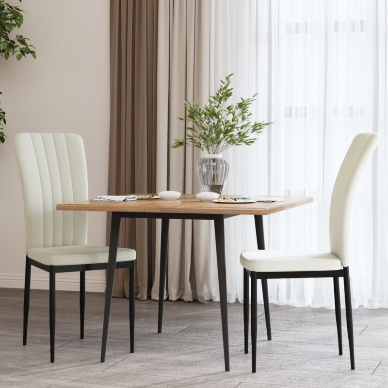 Esszimmerstühle 2 Stk. Creme Samt Esszimmerstühle 2 Stk. Creme Samt