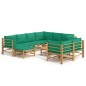 vidaXL 10-tlg. Garten-Lounge-Set mit Grünen Kissen Bambus vidaXL 10-tlg. Garten-Lounge-Set mit Grünen Kissen Bambus