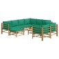 vidaXL 10-tlg. Garten-Lounge-Set mit Grünen Kissen Bambus vidaXL 10-tlg. Garten-Lounge-Set mit Grünen Kissen Bambus