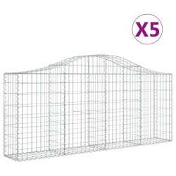 vidaXL Gabionen mit Hochbogen 5 Stk. 200x30x80/100 cm Verzinktes Eisen