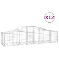 vidaXL Gabionen mit Hochbogen 12 Stk. 200x50x40/60 cm Verzinktes Eisen